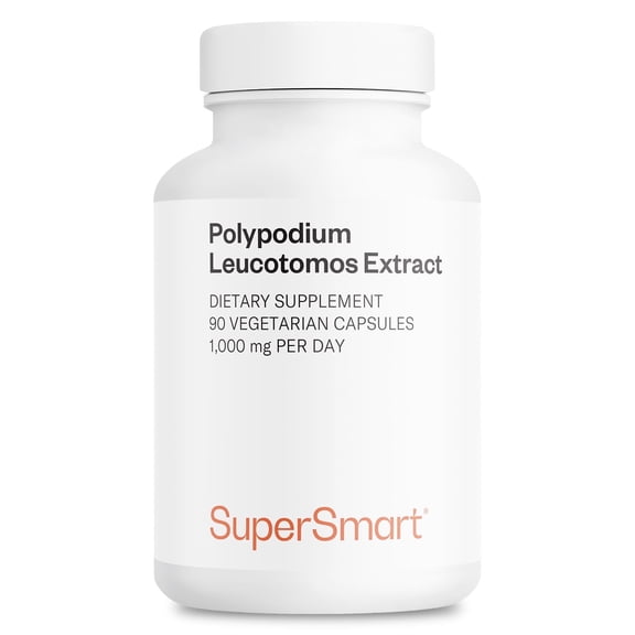 SuperSmart Polypodium Leucotomos Extract 1000mg per Day (Fern Extract 4:1) - PLE Supplement | Non-GMO & Gluten Free - 90 Vegetarian Capsules
