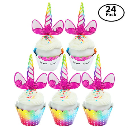 Unicorn Cupcake Toppers & Cupcake Wrappers, 24 ct.