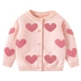 thumbnail image 2 of Spazoro Toddler Girls Sweaters, Cute Print Fall Winter Button Down Long Sleeve Cotton Cardigan for Child Girls Pink Size 3 Months, 2 of 3