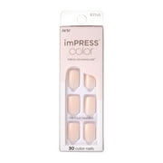 imPRESS KISS No Glue Mani Press On Nails, Color, 'Point Pink', Pink, Short Size, Squoval Shape, Includes 30 Nails, Prep Pad, Instructions Sheet, 1 Manicure Stick, 1 Mini File