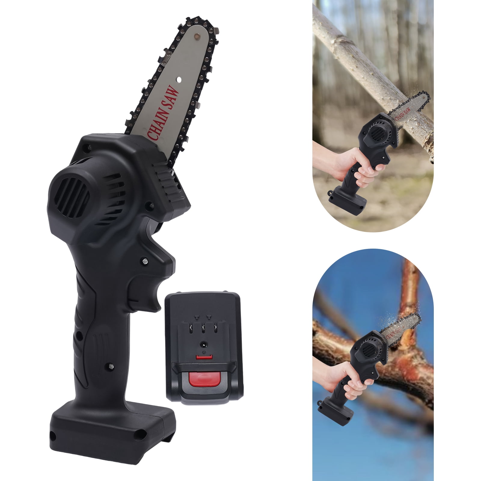Portable Mini Chainsaw, 4" Electric Chainsaw Cordless,Handheld Chain Saw Battery for Cutting Small Wood, And Trimming Branches