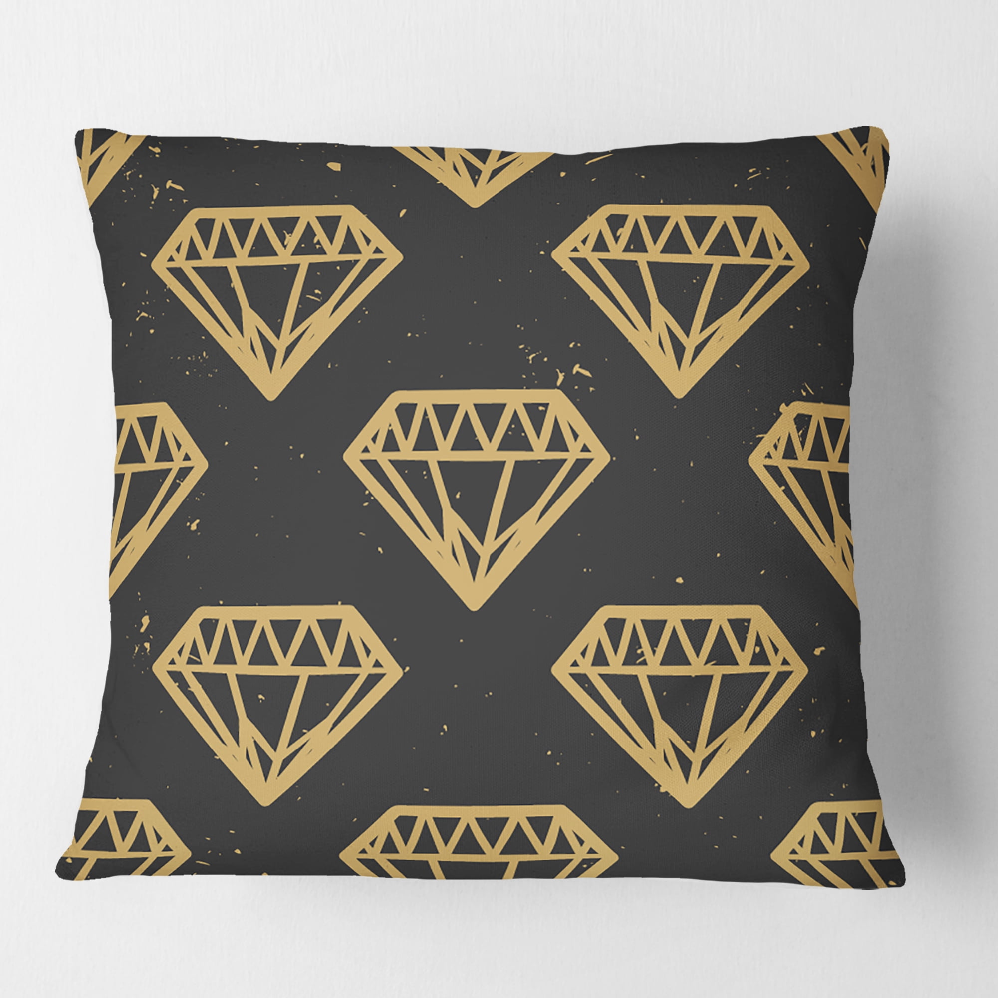 Designart Vintage Golden Diamonds' Mid-Century Modern Throw Pillow - 16x16