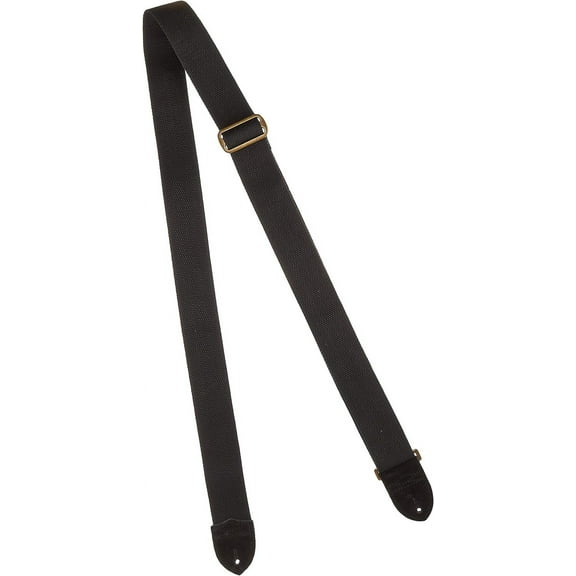 Fender 2" Black Cotton Leather Ends Adjustable Logo Guitar Strap #0990667006