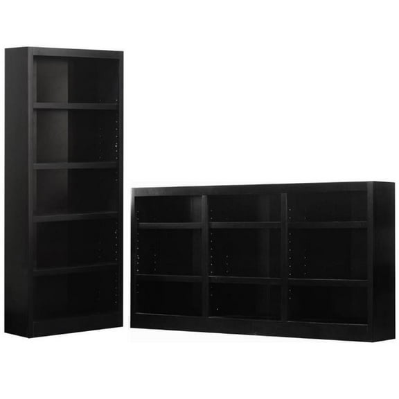 Home Square 2-Piece Set with 72" Tall Bookcase & 36" Tall Triple Wide Bookcase