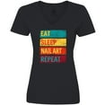 thumbnail image 3 of Inktastic Nail Tech Eat Sleep Nail Art Repeat Women's V-Neck T-Shirt, 3 of 5