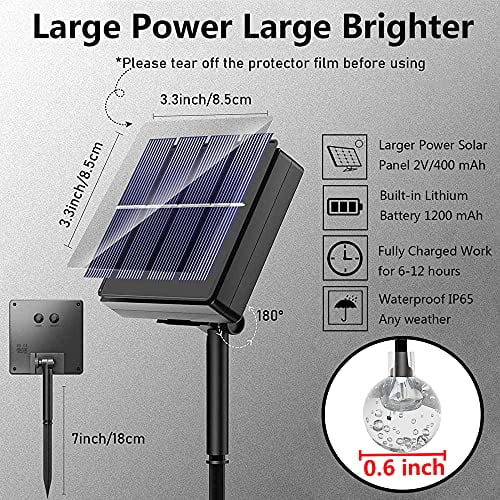 HareySikr 2 Pack 50 Feet 100 LED Solar Globe String Lights with 8 Modes Lighting Solar Crystal Ball String Lights Solar Powered Fairy Lights Waterproof Upgraded Larger Solar Panels Outdoor HareySikr 2 Pack 50 Feet 100 LED Solar Globe String Lights with 8 Modes Lighting Solar Crystal Ball String Lights Solar Powered Fairy Lights Waterproof Upgraded Larger Solar Panels Outdoor