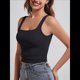 thumbnail image 4 of Camisetas Sin Mangas con Doble Forro para Mujer, Estilo Y2K, para Salir, Ajustadas, Sin Mangas, con Cuello Cuadrado, para Verano. Negro XS, 4 of 9