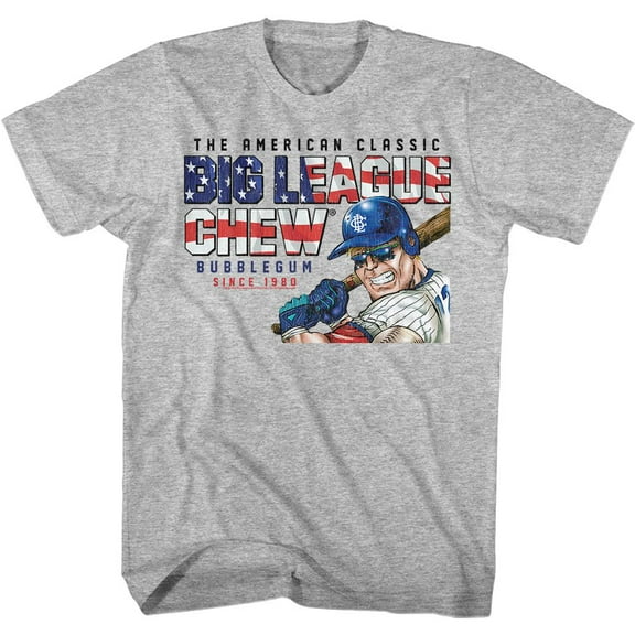 Big League Chew America Text Gray Heather Adult T-Shirt