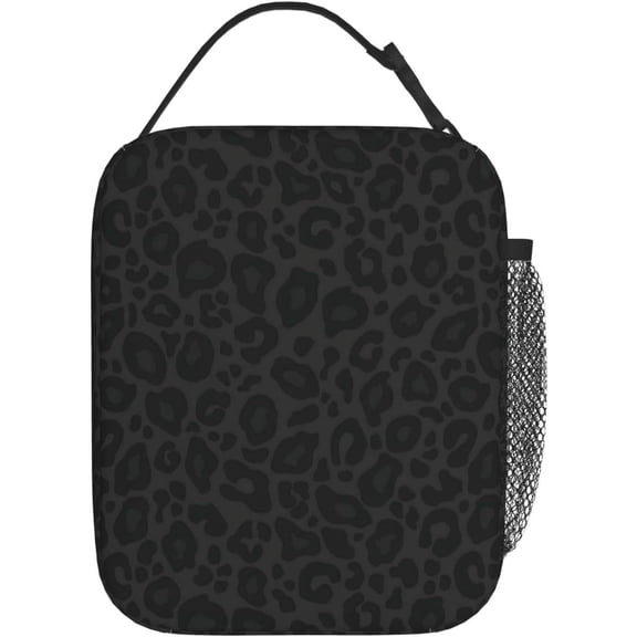 Black Leopard Cheetah Print Animal Skin Print Insulated Lunch Bag Portable Reusable Zipper Lunch Box For Men Women Work Picnic Travel Camping