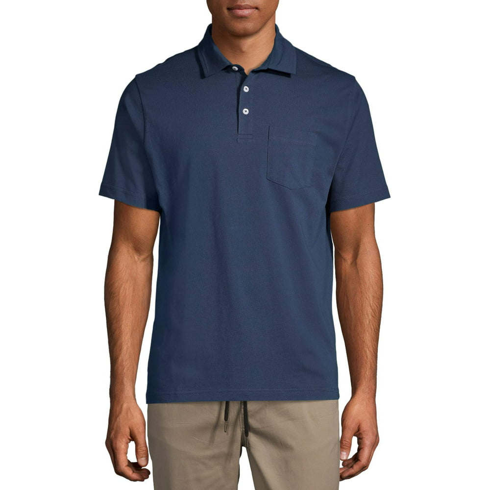 GEORGE - George Men's and Big Men's Solid Jersey Pocket Polo Shirt, Up ...