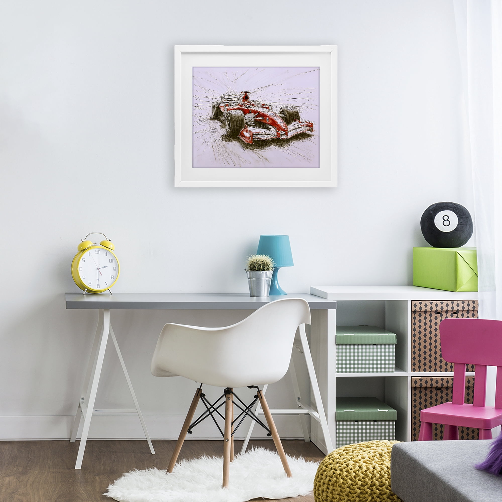 Stupell Industries Sketched Race Car Concept White Framed Print Under Glass, design by Steve Hunziker