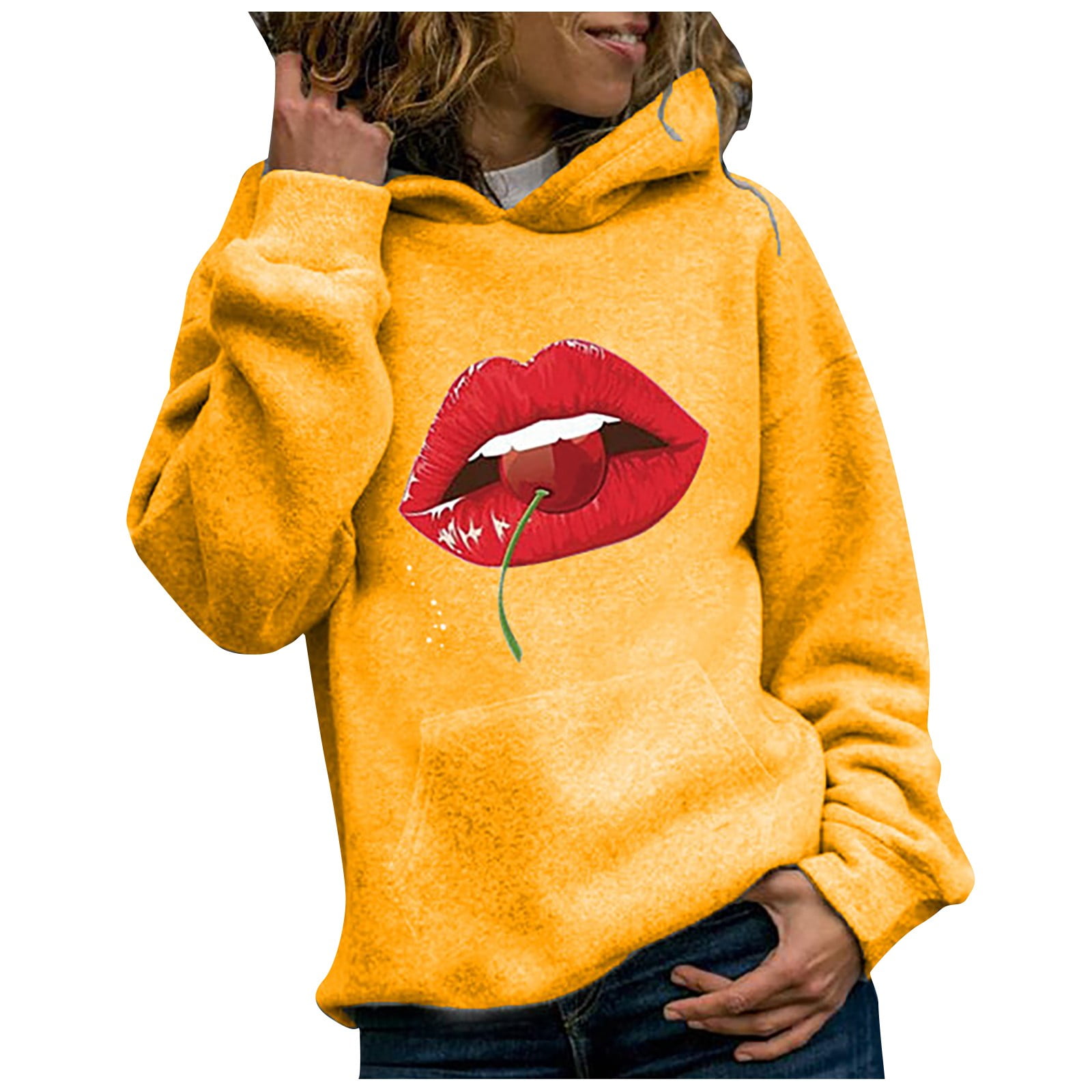 Hooded Sweatshirt For Your Eyes Only Sudadera Amarilla NWT Keith - Main Image