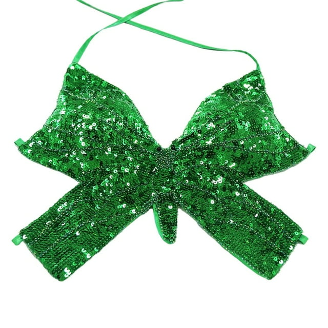 Sujetador de danza del vientre indio tribal con purpurina y lentejuelas, estilo halter, para disfraces y club. Verde