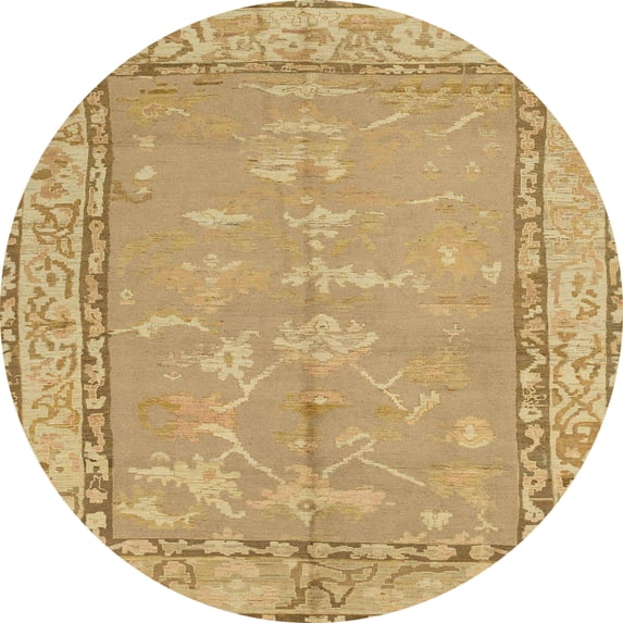 Ahgly Company Indoor Round Abstract Cinnamon Brown Abstract Area Rugs, 7' Round