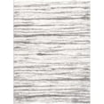 thumbnail image 2 of Hauteloom Mette Living Room, Bedroom Shaggy Area Rug - Bohemian Modern Striped Farmhouse Shag - Fluffy Soft Touch High Pile - Gray, White - 7'10" x 10', 2 of 11