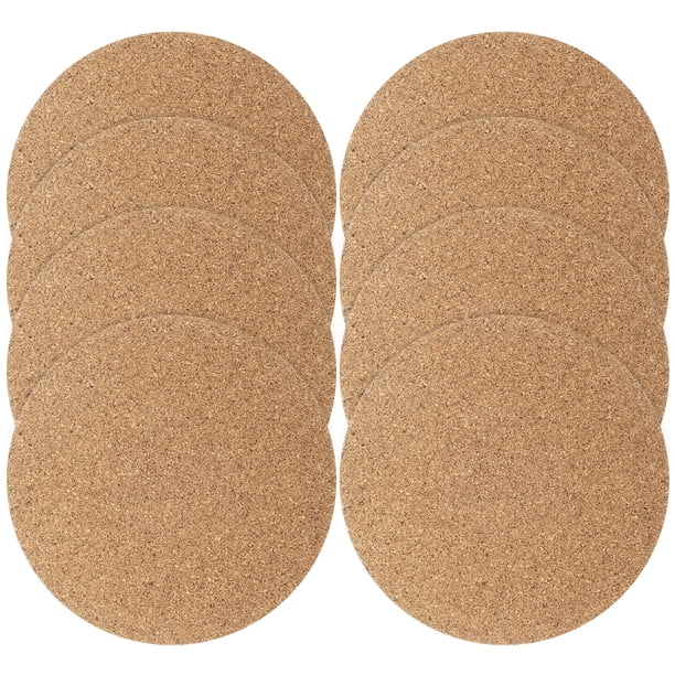 8 posavasos redondos de corcho para macetas, tapetes absorbentes de corcho, posavasos de mesa para plantas de interior y salvamanteles de corcho.