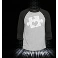 thumbnail image 2 of Shop4Ever Men's Puzzle Piece Heart Autism Raglan Baseball Shirt Large Heather Grey/Black, 2 of 4