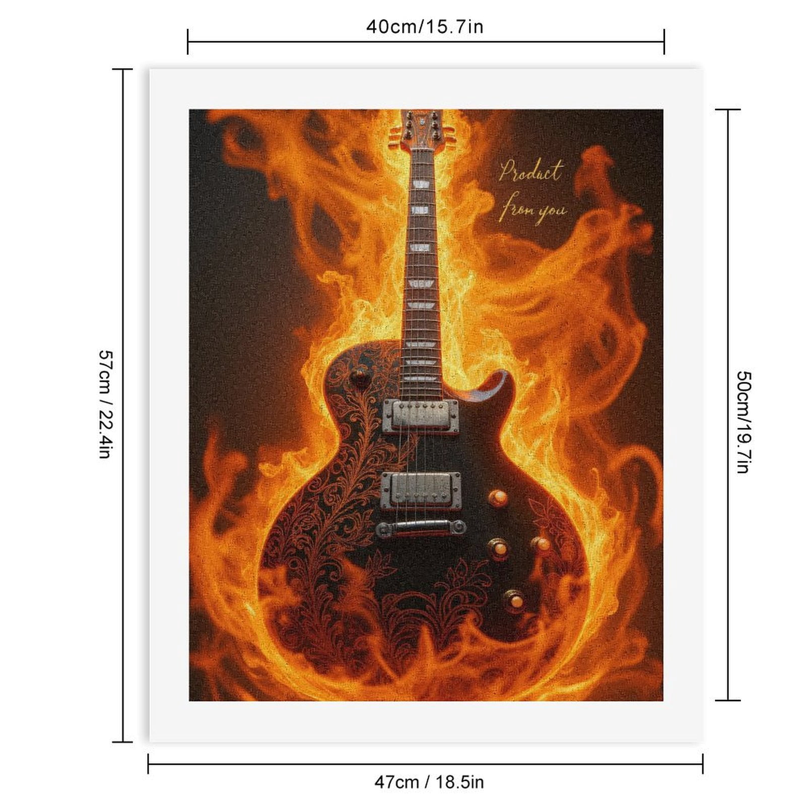 Paint By Numbers Kit for Adults Beginner - DIY Fiery Guitar Artistry Canvas Painting Kits for Adults, Frameless Paint By Number for Adults for Home Wall Decor 16x20 Inch
