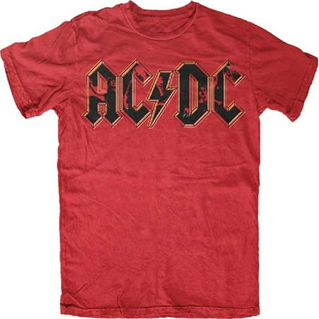 ACDC Rock Band Poses Inside Logo Men's Red