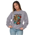 thumbnail image 4 of Break the Rules Japanese Mask Tattoo Unisex Plus Fleece Graphic Sweatshirt Brisco Brands 3X, 4 of 5