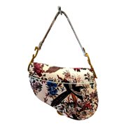 Dior Floral and Bird Print Leather Saddle Bag