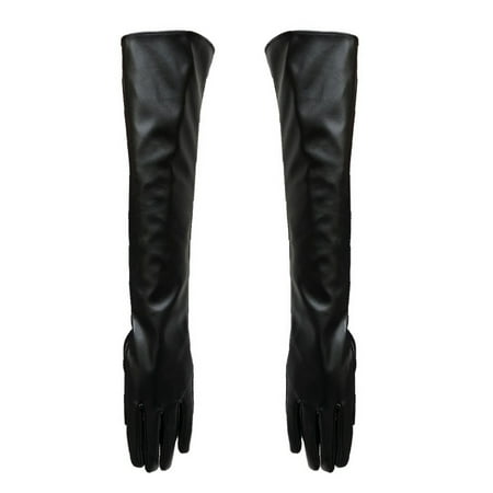 

XIEC Gloves Full Finger Windproof Faux Leather Long Arm Gloves for Shopping