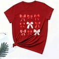 thumbnail image 4 of FRSASU Bows Shirt Women Trendy Aesthetic T-Shirt Funny Pink Bow Ribbon Oversized Cute Tee Top Red, 4 of 6