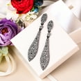 thumbnail image 2 of Wedure Women's Austrian Crystal Double Waterdrop Bridal Pierced Dangle Earrings Clear Black-Tone, 2 of 4