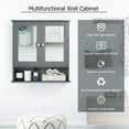 thumbnail image 3 of RONG-3 Bathroom Medicine Cabinet with Mirror, Wall Mounted Wooden Hanging Organizer with Doors and Shelves, Bathroom Wall Mirror Cabinet，Grey, 3 of 10