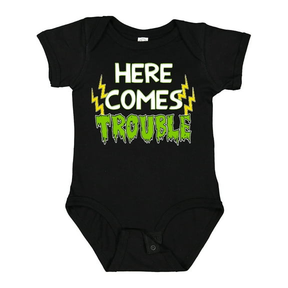 Inktastic Here Comes Trouble Boys or Girls Baby Bodysuit