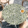 thumbnail image 2 of Green Leaves Round Tablecloth, Fitted Table Cover with Elastic for 55"-60" Round Tables, Pastoral Rustic Botanical Plant Beige Table Cloth Outdoor Indoor Dinning Party Waterproof Tablecloths, 2 of 7