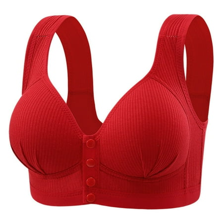 Black of Friday Deal Clearance Staron Daisy Bras for Older Women No Underwire Front Closure Bra Wireless Comfortable Bras Soft Strap Everyday Front Button Bra