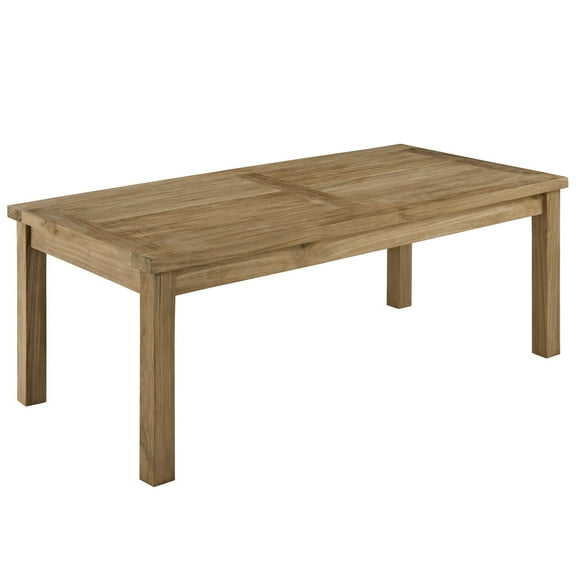 Modern Contemporary Outdoor Patio Teak Rectangle Coffee Table, Brown Wood