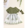 thumbnail image 4 of Musuos Newborn Girl Summer Outfit, 0-24Months Short Sleeve Crew Neck Bow Flower A-line Romper Dress with Headband Clothes, 4 of 9