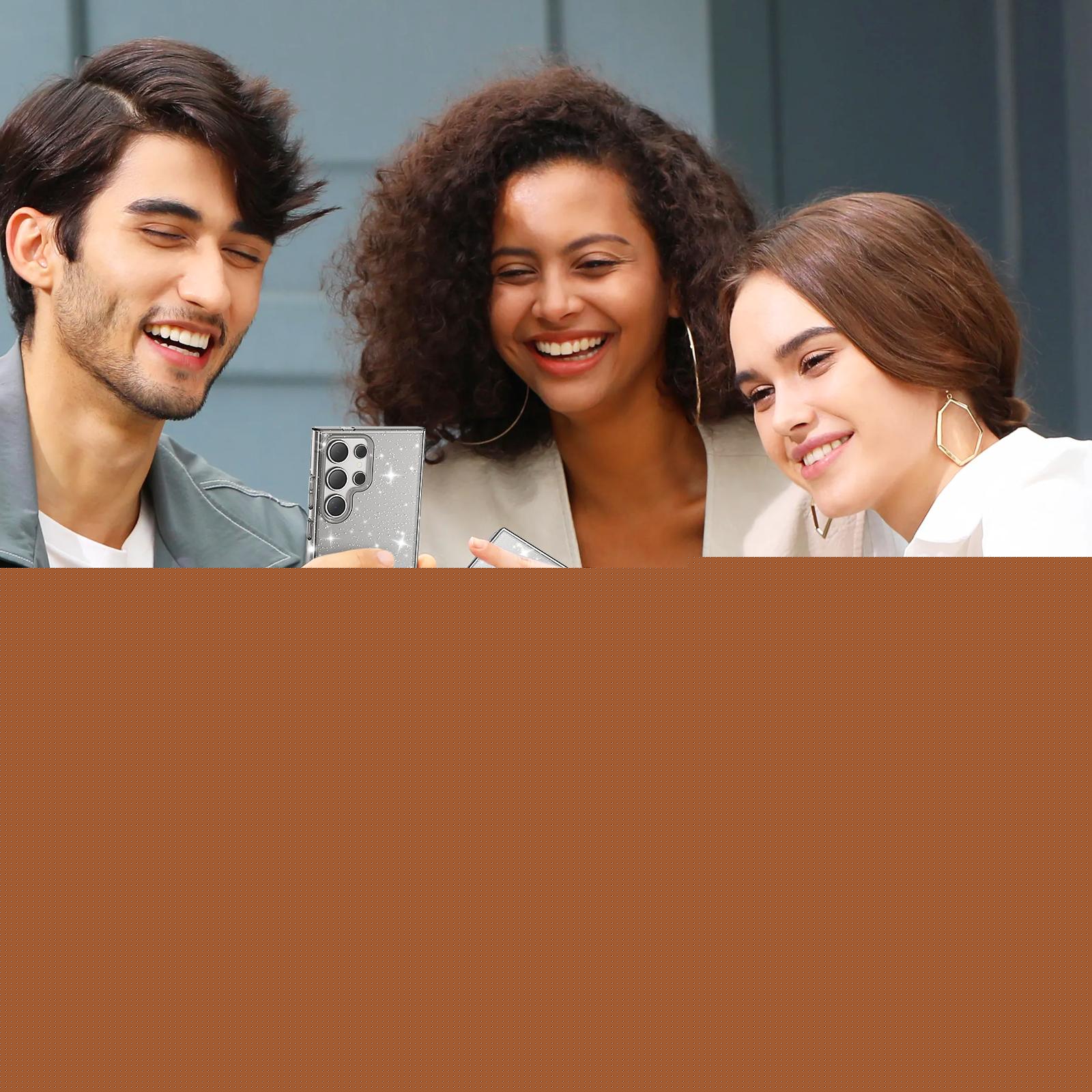 thumbnail image 6 of for Samsung Galaxy A25 5G Case Clear Glitter, Cute Sparkle Bling Sparkly Shiny Cover for Women Girly Aesthetic Design, Transparent Slim Flexible Soft TPU, Non-Yellowing, Wireless Charging,Black, 6 of 7