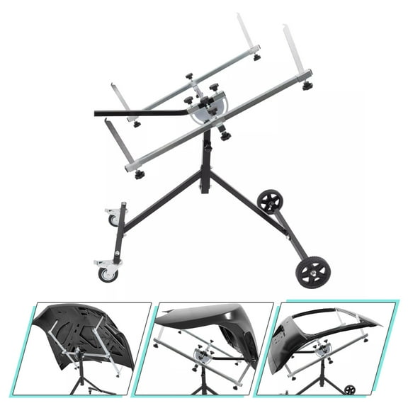 Kojem Rotating Paint Stand Universal Rotation Spray Paint Panel Stand Drying Rack Holder For Hoods, Wings, Bumpers, Garages, Body Repair Steel Powder Coated & Zinc-Plated Black and Silvery