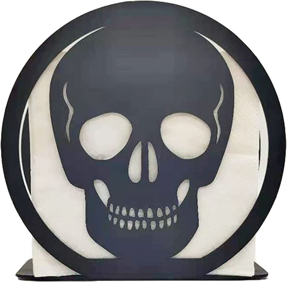 dosili Halloween Napkin Holder Black Metal Witch Skull Decor Cocktail