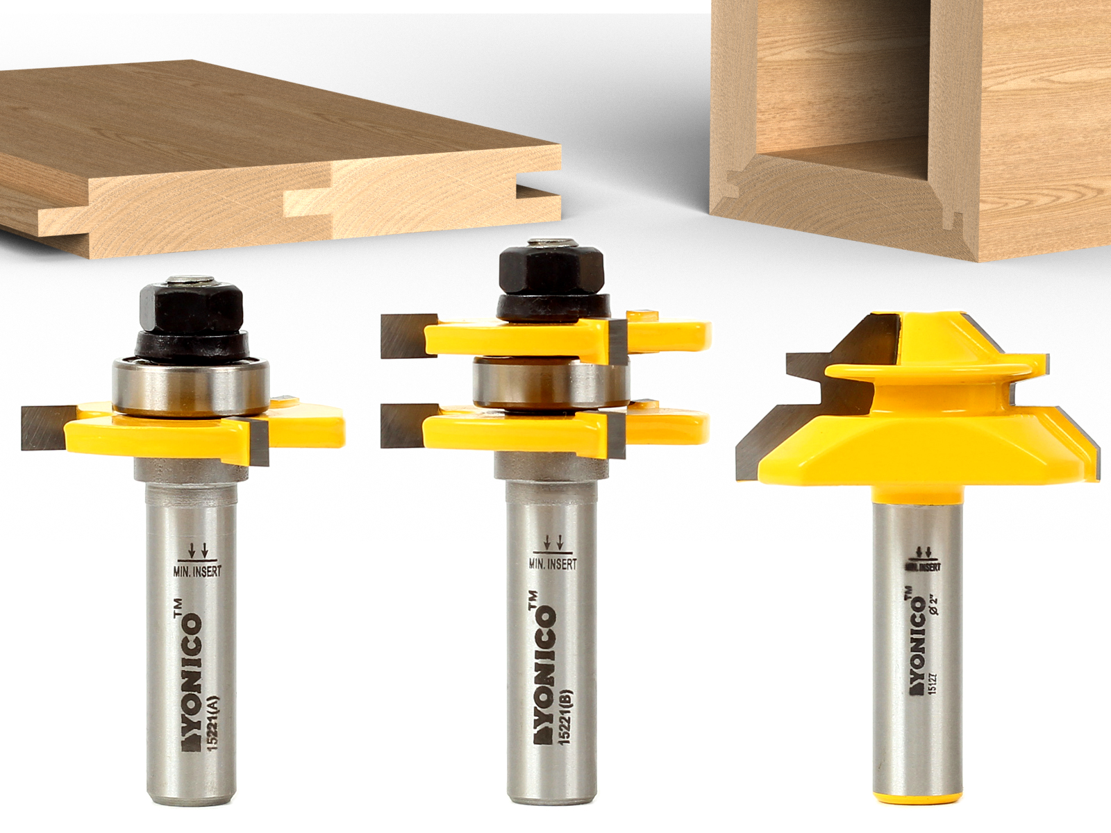 Tongue & Groove Router Bit Set 11/2" Stock 1/2" Shank Yonico