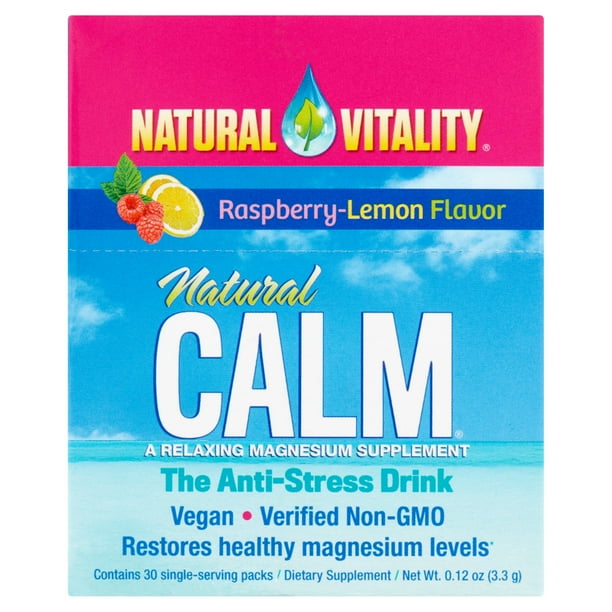 Natural Vitality RaspberryLemon Flavor Natural Calm Magnesium Dietary Supplement, 30 count
