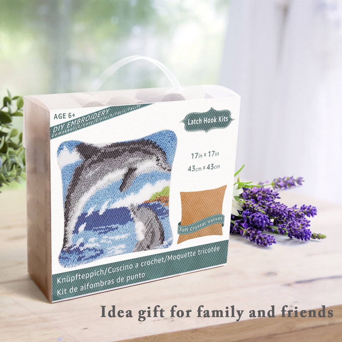 Latch Hook Pillow Kits for Adults pillow,latch hook pillow kits,Dolphin Embroidery Creative Craft Home Decor Ideal for Learning Pillow Making 43×43cm/17*17in