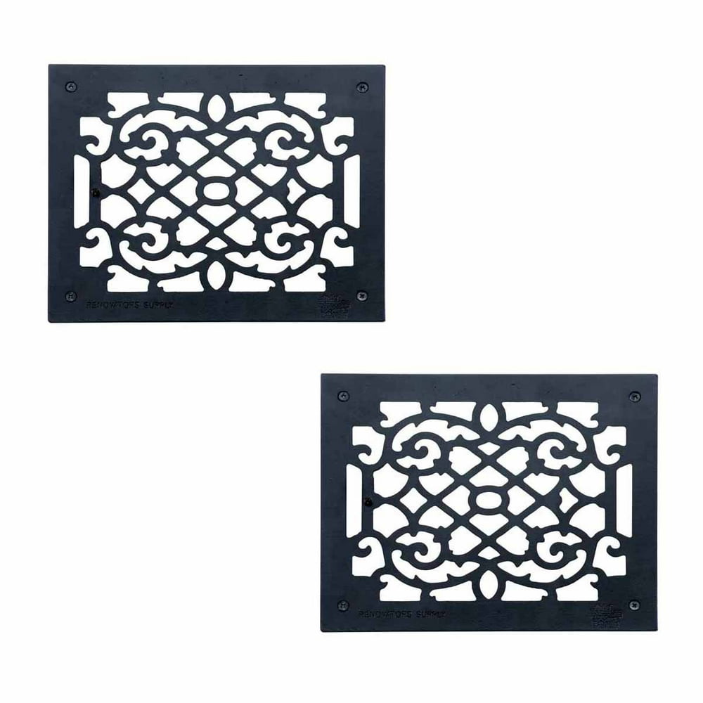 2 Heat Register Floor Vent Grate Cast Aluminum 9.5" x 11 3/8