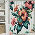 thumbnail image 6 of JRXY Summer Tropical Leaves Monstera Palm Leaf Flower Green Plant Hawaiian Pink Red Floral Beautiful Shower Curtain Multiple Sizes White, 6 of 7