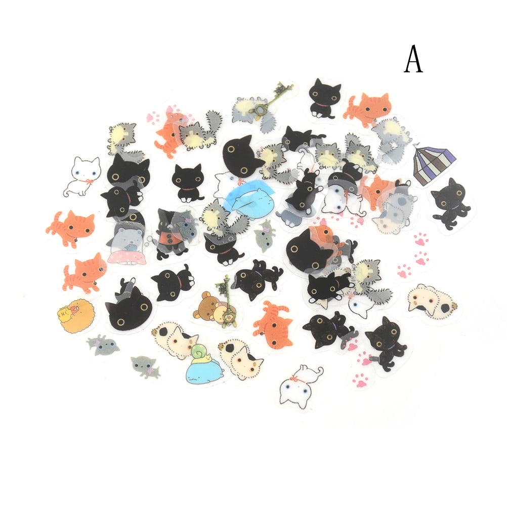 80Pcs Kawaii DIY Art Mini Cat Head Paper Sticker Diary Label Stickers Xmas Craft