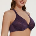 thumbnail image 4 of MELENECA Women's Plus Size Racerback Unlined Lace Underwire Front Closure Bra Purple 38G, 4 of 6