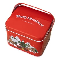 Christmas Cookie with Lids Large Cookie Boxes Metal Empty Santa Tinplate Xmas Gift Box for Christmas Holiday Candies Treats Storage Container (Red,5.1"x4.3"x3.9")
