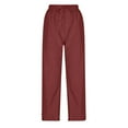 thumbnail image 3 of Manxivoo Cargo Pants for Women High Waisted Women's Loose Fit Summer Loungewear Baggy Elastic Waist Pant Straight Leg Trousers Cargo Pant Dickies Work Pants Watermelon Red, 3 of 4