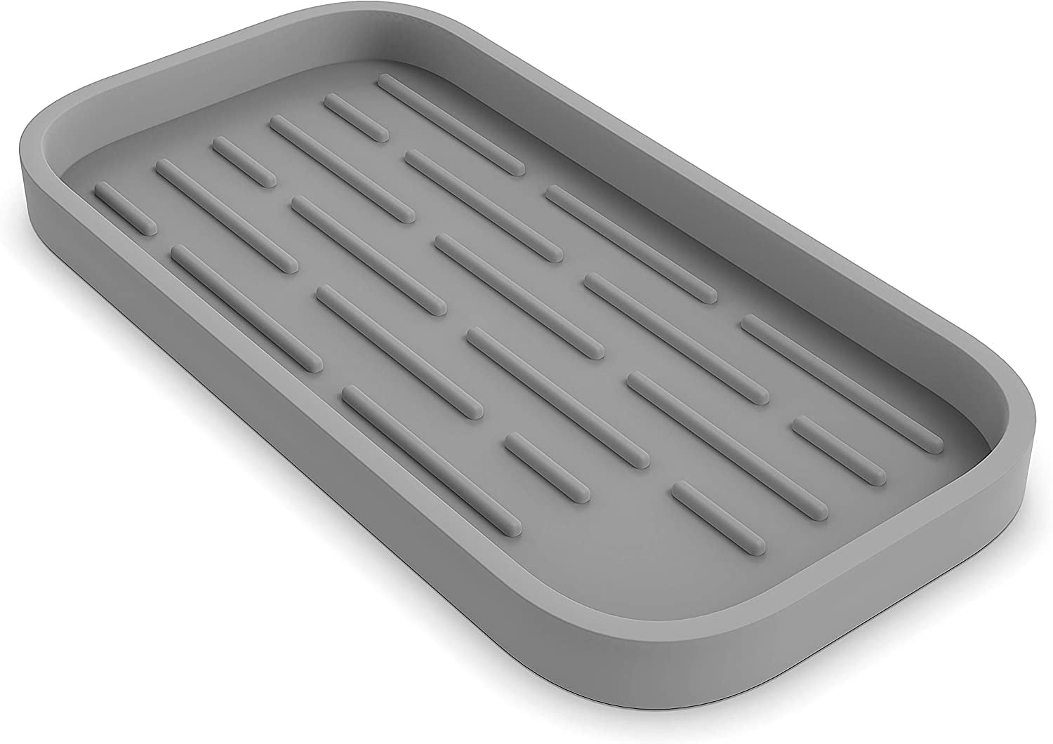 Silicone Kitchen Sink Caddy Sponge Holder 9x3.5 Bathroom Vanity Tray Organizer, Kitchen Soap