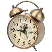 REGALWOVEN Vintage Mechanical Alarm Clock, Retro Metal Casing, Loud Bell Ring, Ideal for Bedroom Nightstand Bird Pattern 4.6"L x 2.2"W x 6.1"H