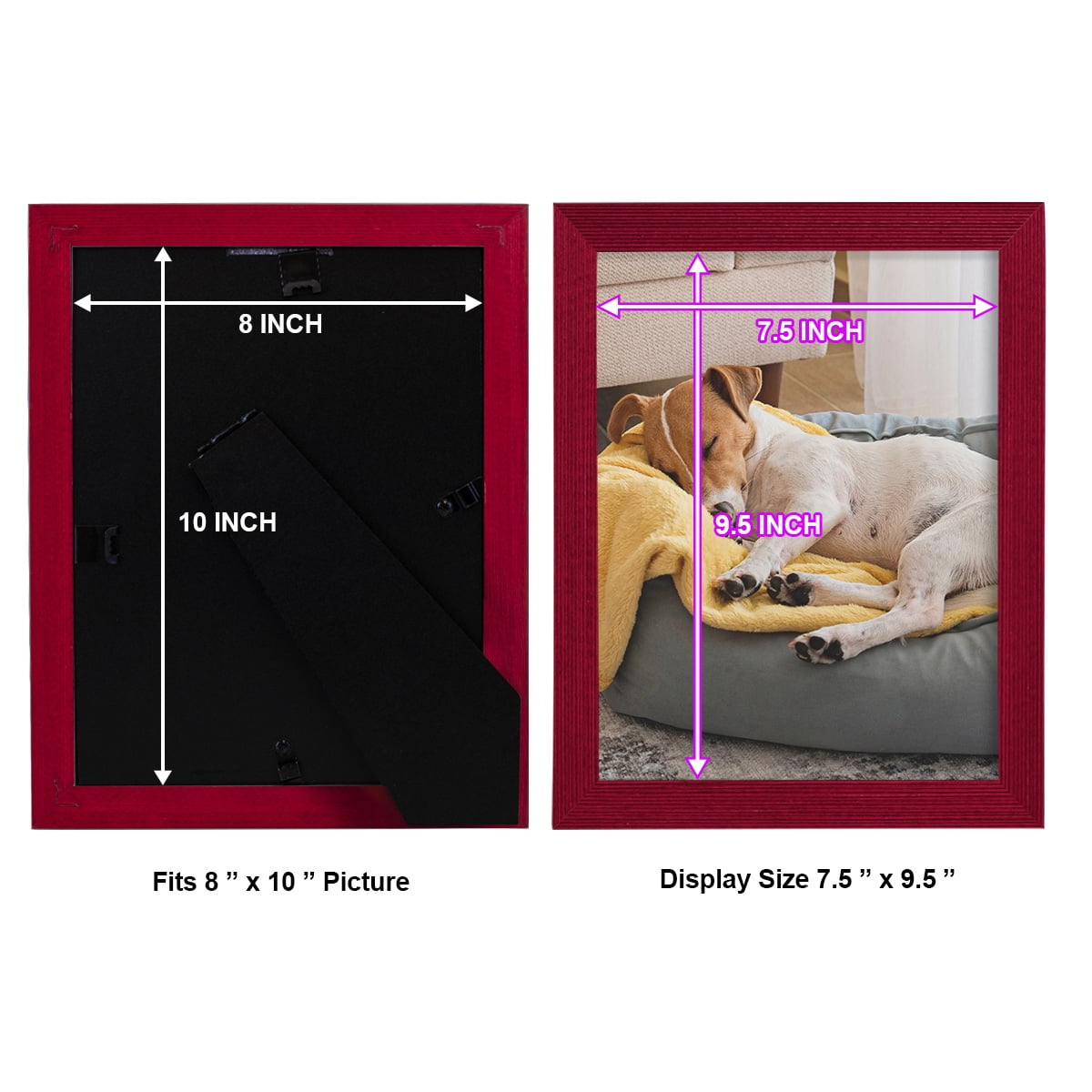 Grooved 8 in. x 10 in. Red Picture Frame Set (Set of 4)