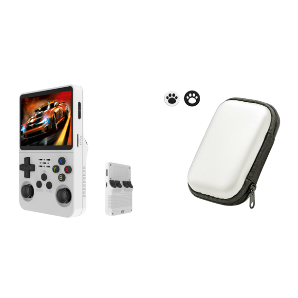 Consola Videojuegos Portátil Retro R36S Pantalla IPS 3 5 Pulgadas para (64G) Blanco